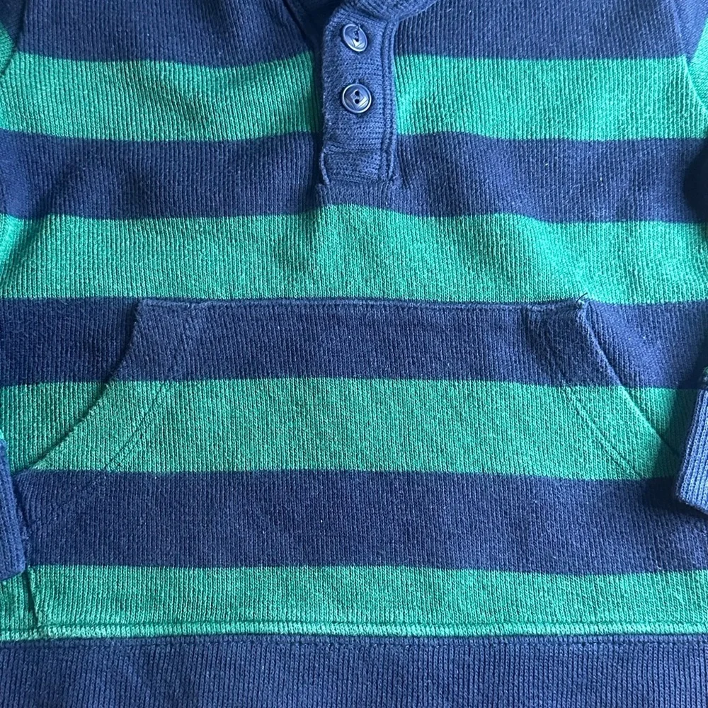 GAP‎ Kids Green and Gray Striped Hoodie